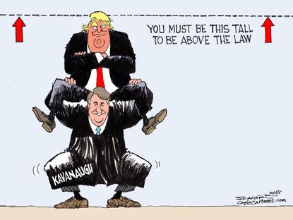 Political cartoon U.S. Brett Kavanaugh Trump Supreme Court Russia investigation impeachment