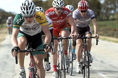 Silas Fisher (2XU-ACR) drives a breakaway attempt early into the 67.5-kilometre fifth stage from Swan Hill to Lake Boga.