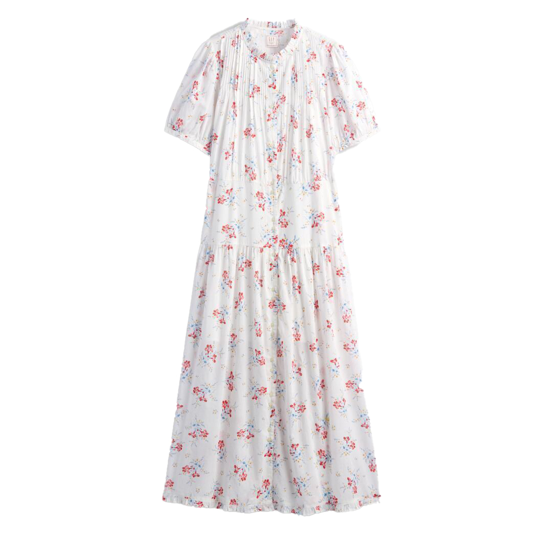 white and red floral dress from DÔEN x Gap