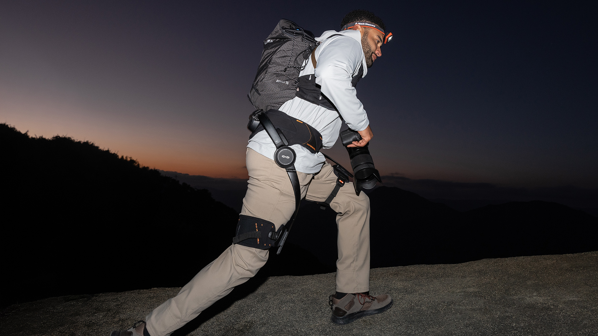 Hypershell X Series Exoskeleton in use around the Los Angeles hills