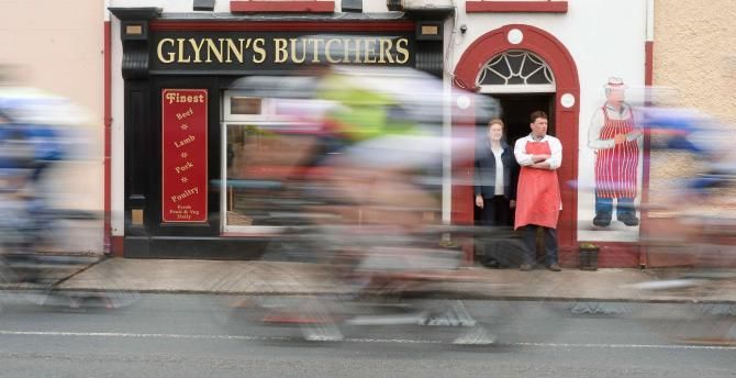 The bunch speed passed butcher John Glynn and his mother Eileen