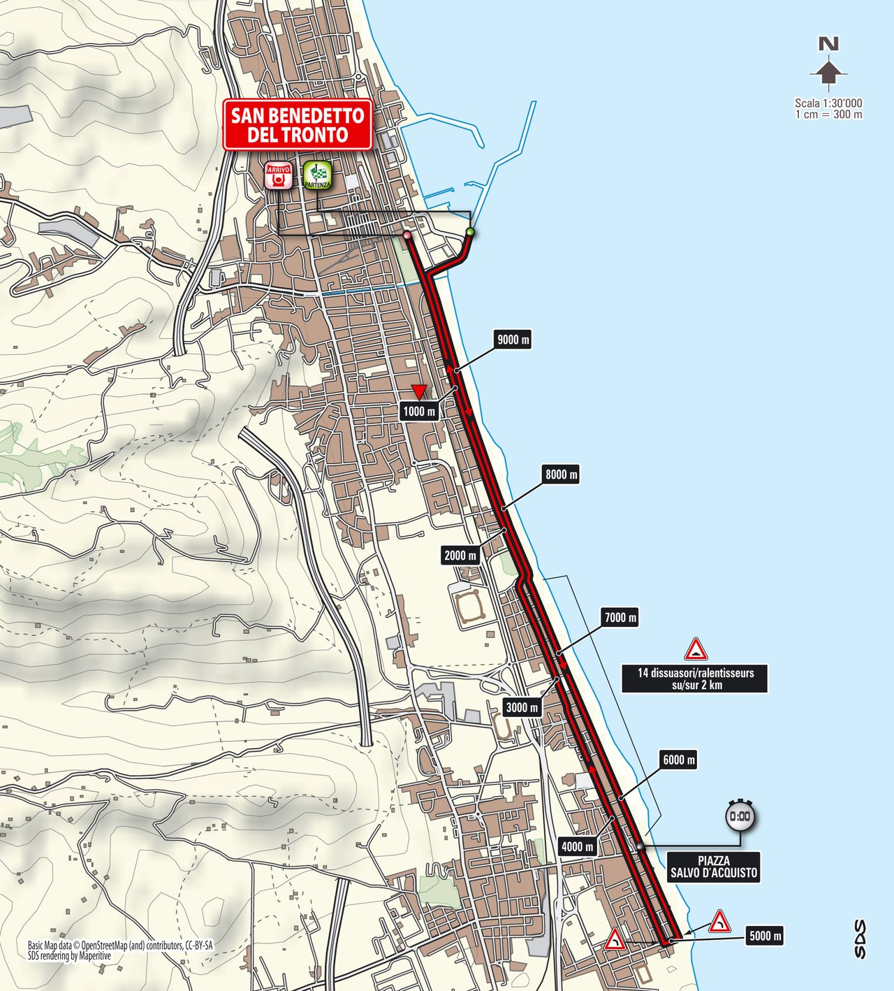 The final San Bendetto del Tronto time trial map
