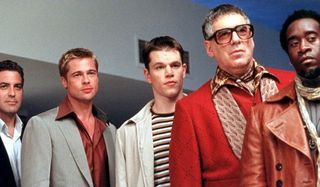 Ocean's Eleven George Clooney Brad Pitt Matt Damon Elliot Gould Don Cheadle the gang lines up