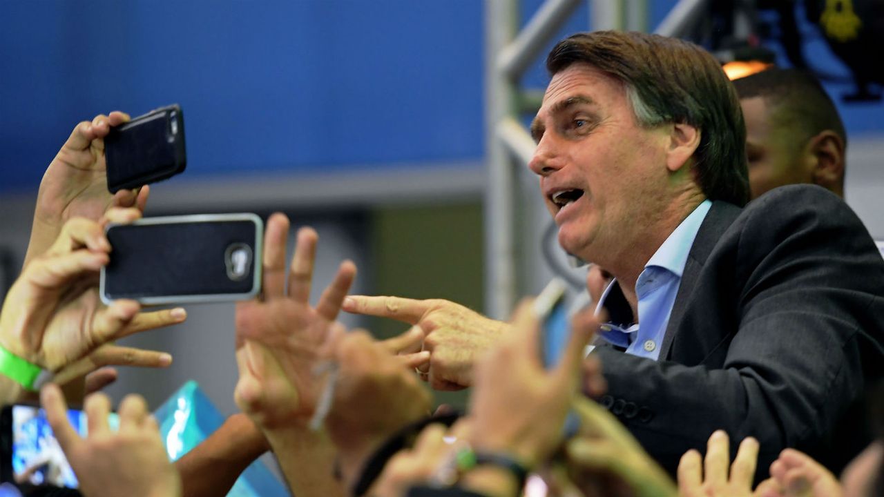 Jair Bolsonaro at his campaign launch on Sunday