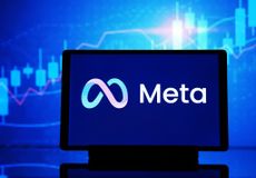 Meta logo displayed with a share price chart in the background