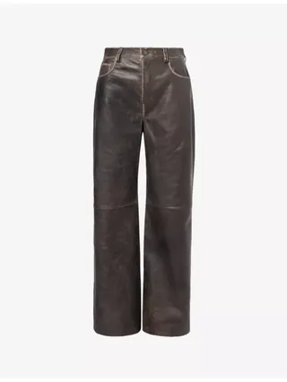 Veda Mid-Rise Wide-Leg Leather Trousers