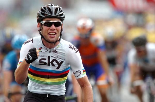 World champion Mark Cavendish (Team Sky) punches clear to take the win