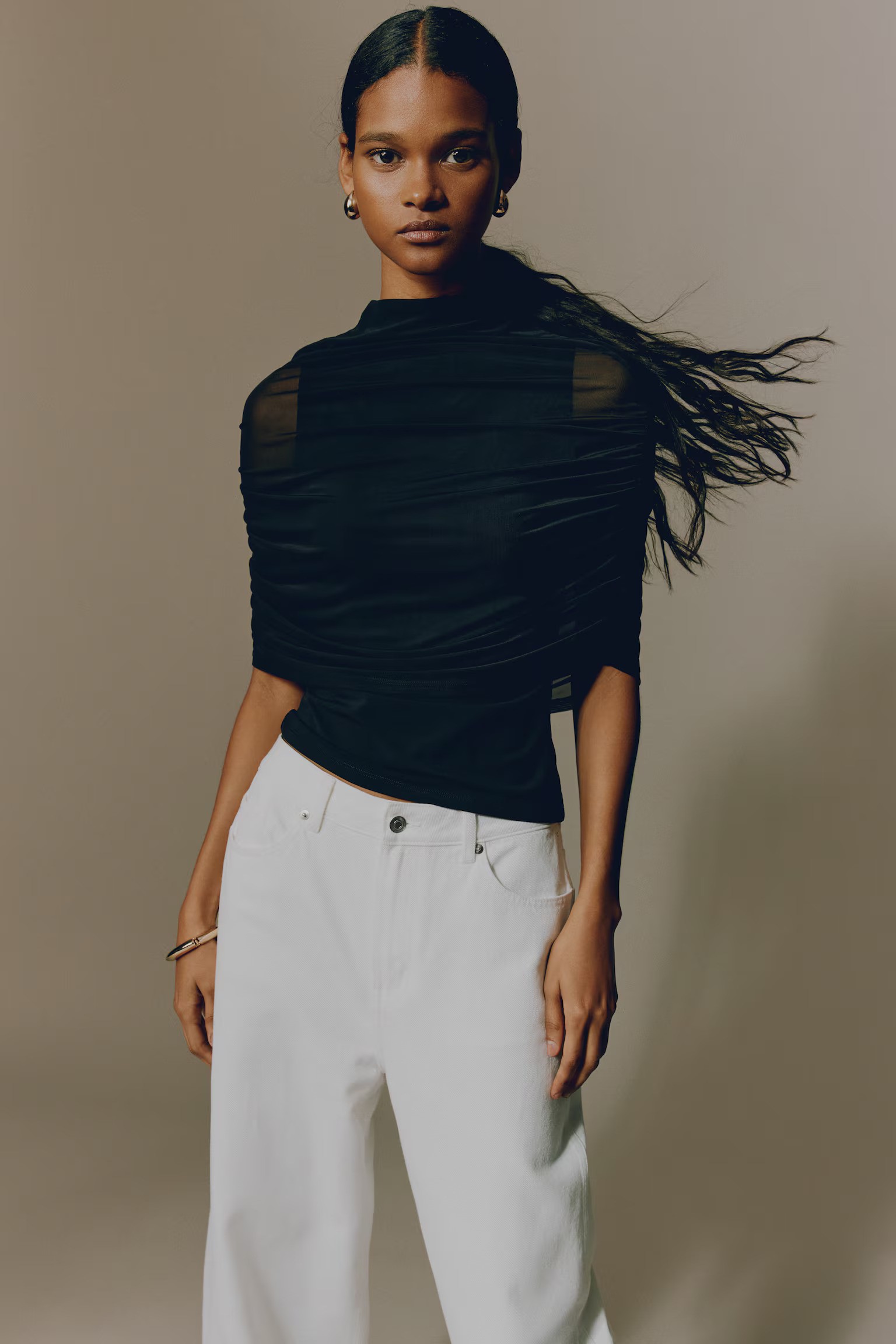 H&amp;amp;M, Cape-Detail Jersey Top