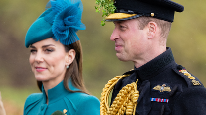 Prince William, Prince of Wales and Catherine, Princess of Wales attend the 2023 St. Patrick's Day Parade at Mons Barracks on March 17, 2023 in Aldershot, England.
