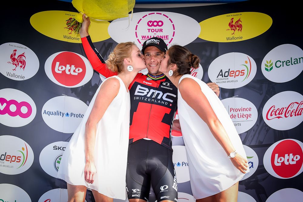 Philippe Gilbert on the stage 3 podium at Tour de Wallonie