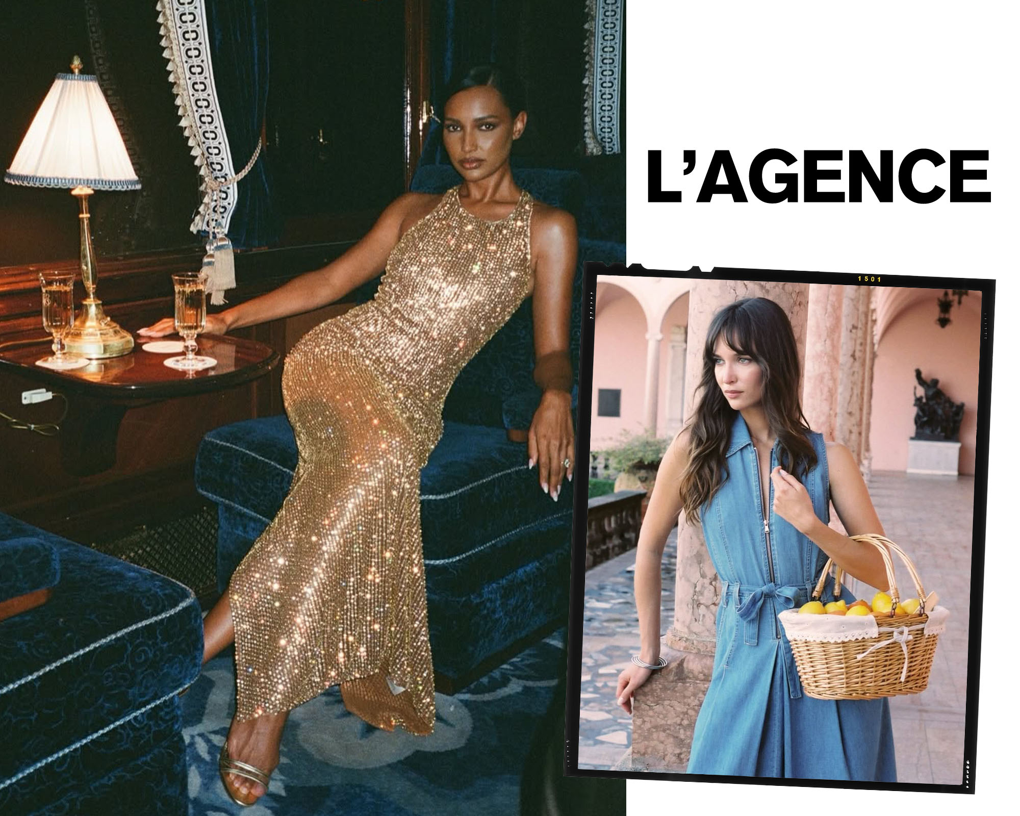 Collage of L'Agence campaign images