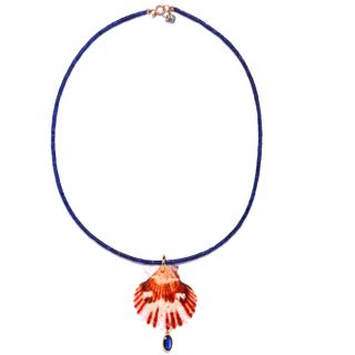 Lapis Gold Link Shell Necklace