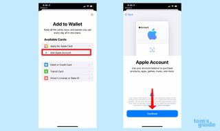 Apple Account card: adding to wallet