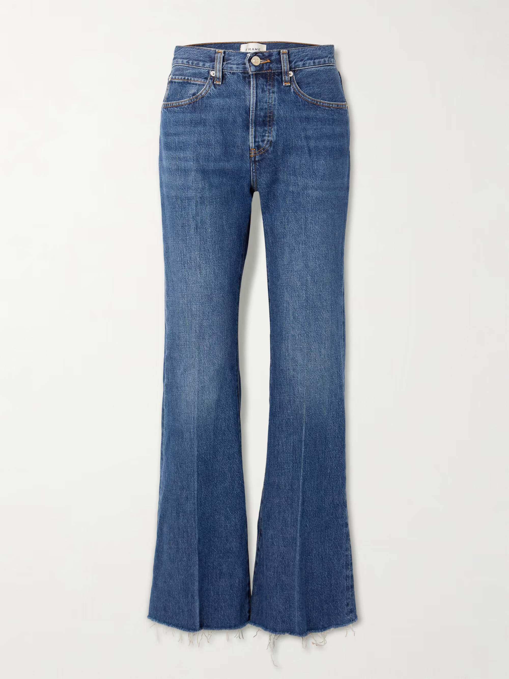 FRAME, The Lax Distressed High-Rise Flared Jeans