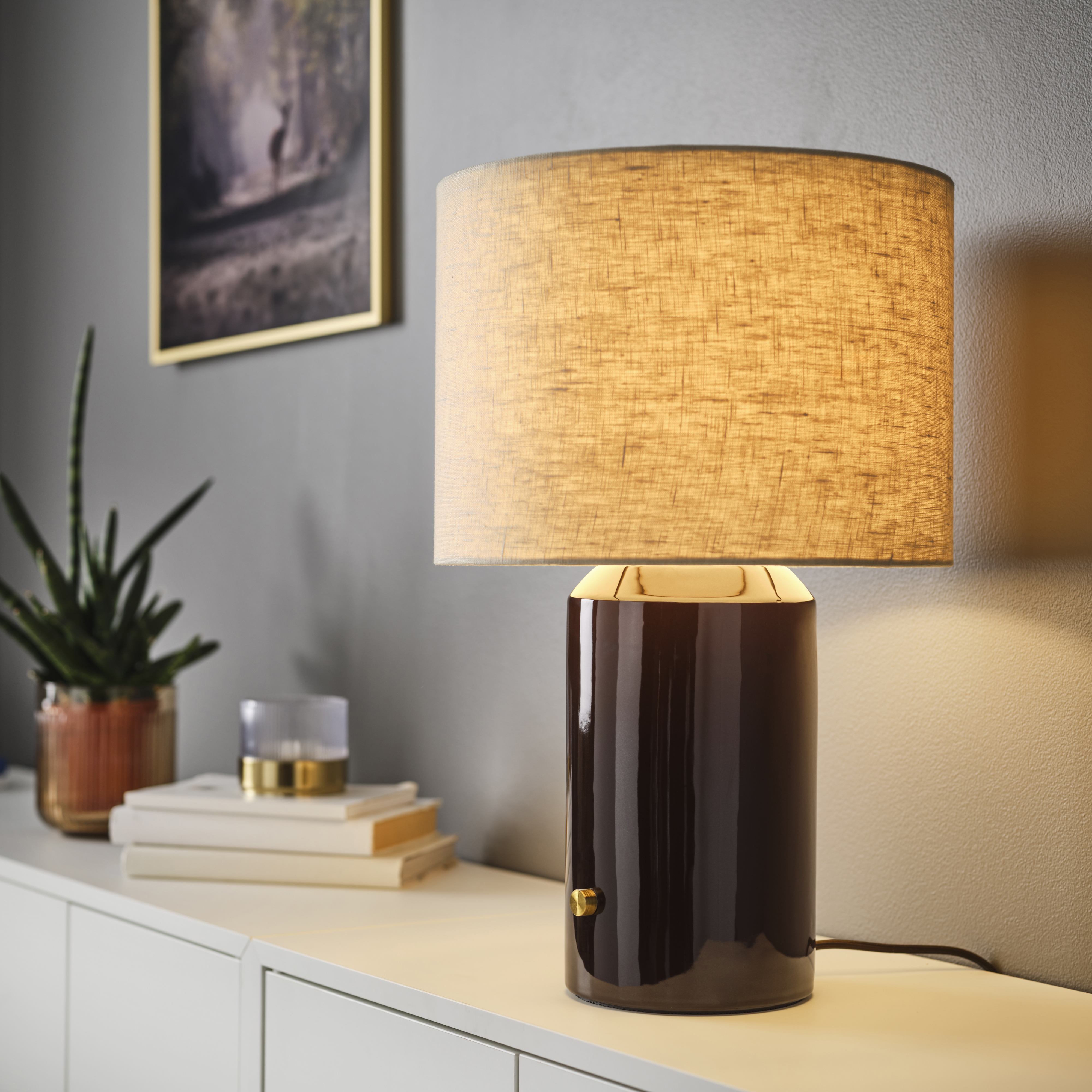 ceramic lamp on a cabinet