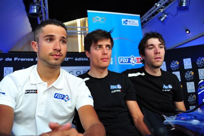 Thibaut Pinot, Arthur Vichot and Nacer Bouhanni (FDJ)