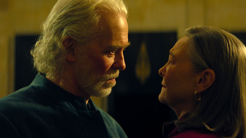 an elderly man confronts an older woman