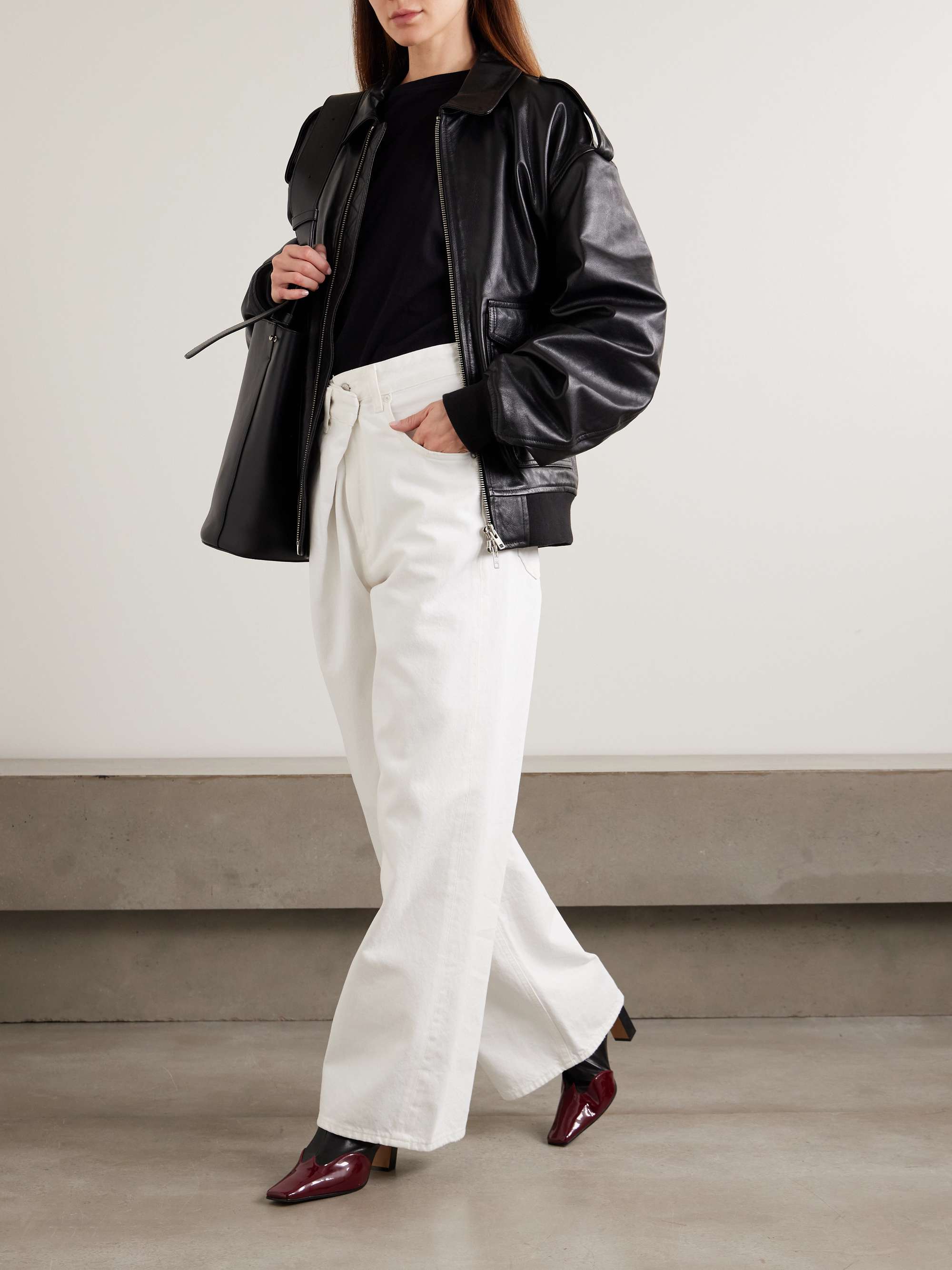 Vana Draped Low-Rise Wide Jeans