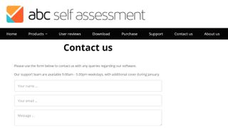For specific inquiries you can contact ABC Self Assessment via email using their contact us form (Image Credit: ABC Self Assessment)