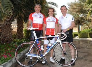 Alain Prost with Eddy Merckx and Bernard Hinault at the Tour of Oman.