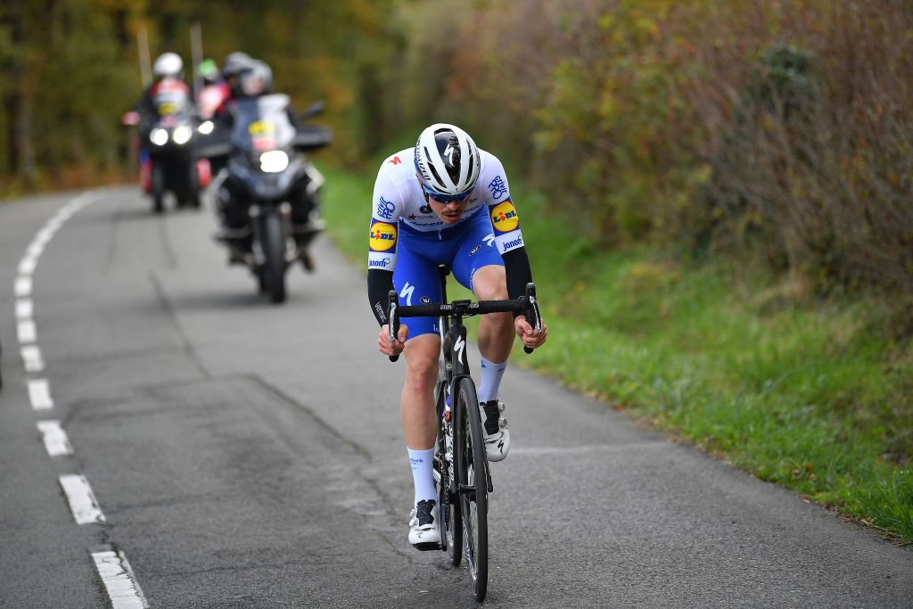 VILLANUEVA DE VALDEGOVIA SPAIN OCTOBER 27 Remi Cavagna of France and Team Deceuninck QuickStep Breakaway during the 75th Tour of Spain 2020 Stage 7 a 1597km from VitoriaGasteiz to Villanueva de Valdegovia lavuelta LaVuelta20 La Vuelta on October 27 2020 in Villanueva de Valdegovia Spain Photo by Justin SetterfieldGetty Images