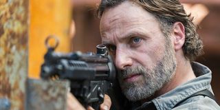 Rick aiming at Negan in Season 8's premiere