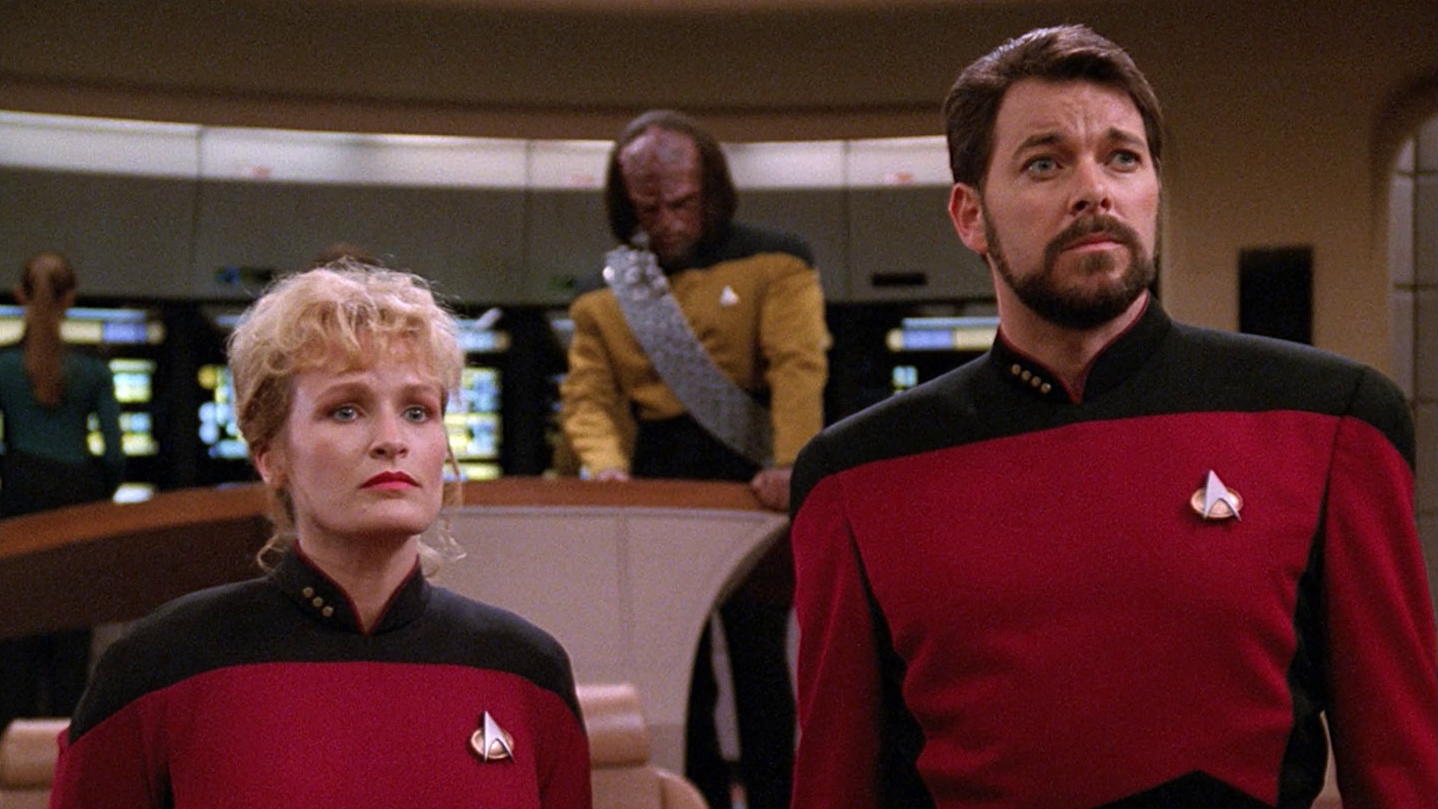 Screenshot from Star Trek: The Next Generation two-part episode, &quot;The Best of Both Worlds&quot;