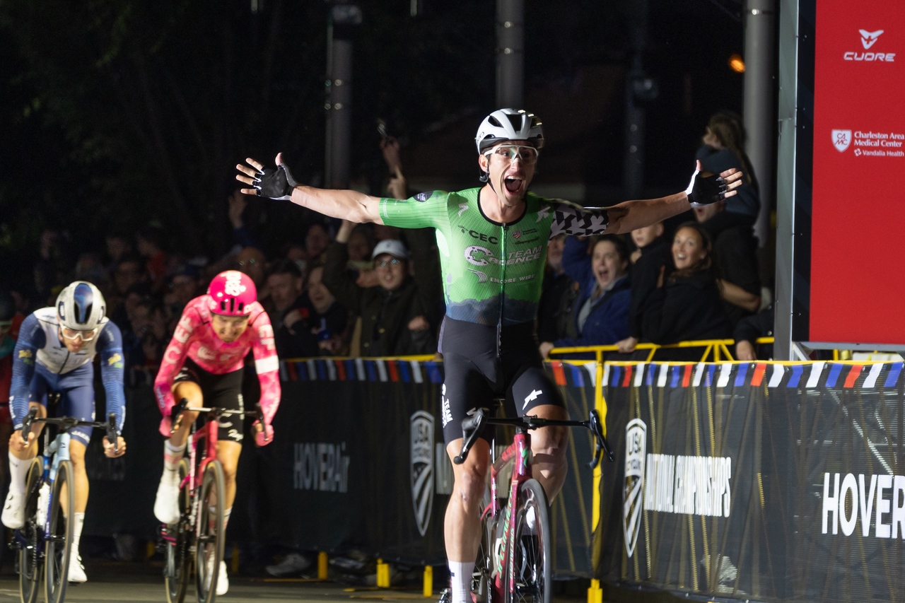 Lucas Bourgoyne (Team Cadence Cyclery p/b Encore Wire) wins the US Pro Road Championships 2025 Elite Men's Criterium