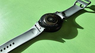 Samsung Galaxy Watch 6 laying flat on a table
