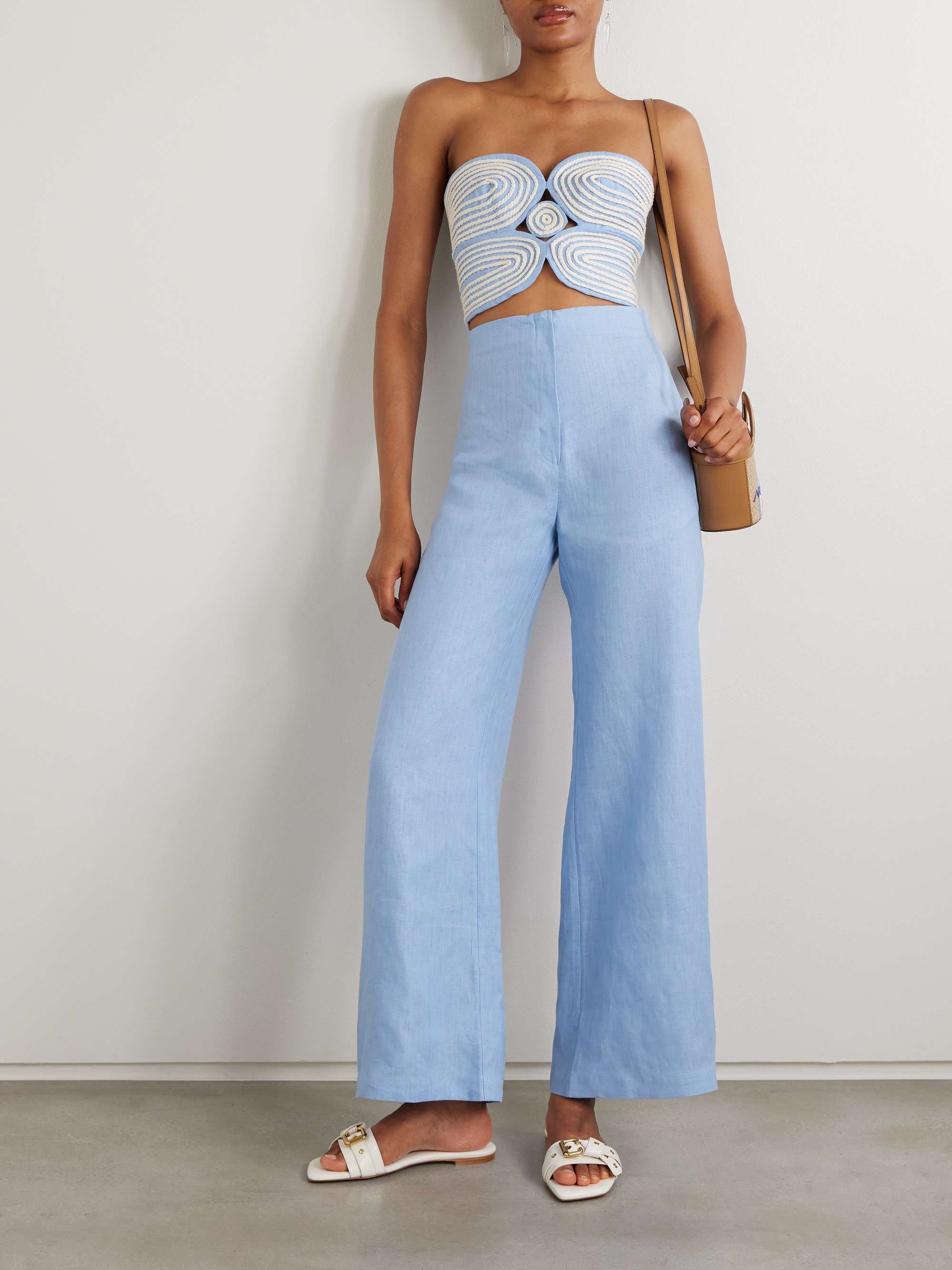 Poesia Wide-Leg Linen Pants
