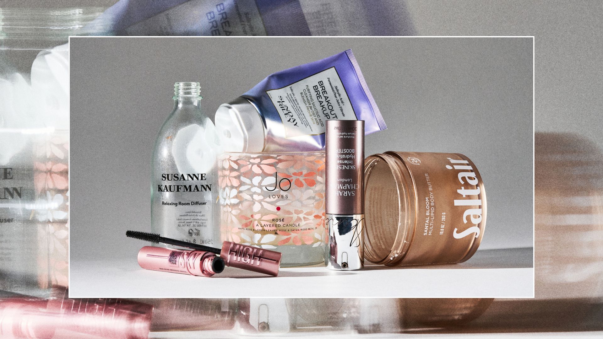 Shannon Lawlor's March beauty emptis including Maybelline Sky High Mascara, Susanne Kaufmann Bath for th Senses, Jo Loves Roses, Sunday Riley Breakout Breakup, Sarah Chapman Hydration Booster and Saltair Santal Bloom Body Cream