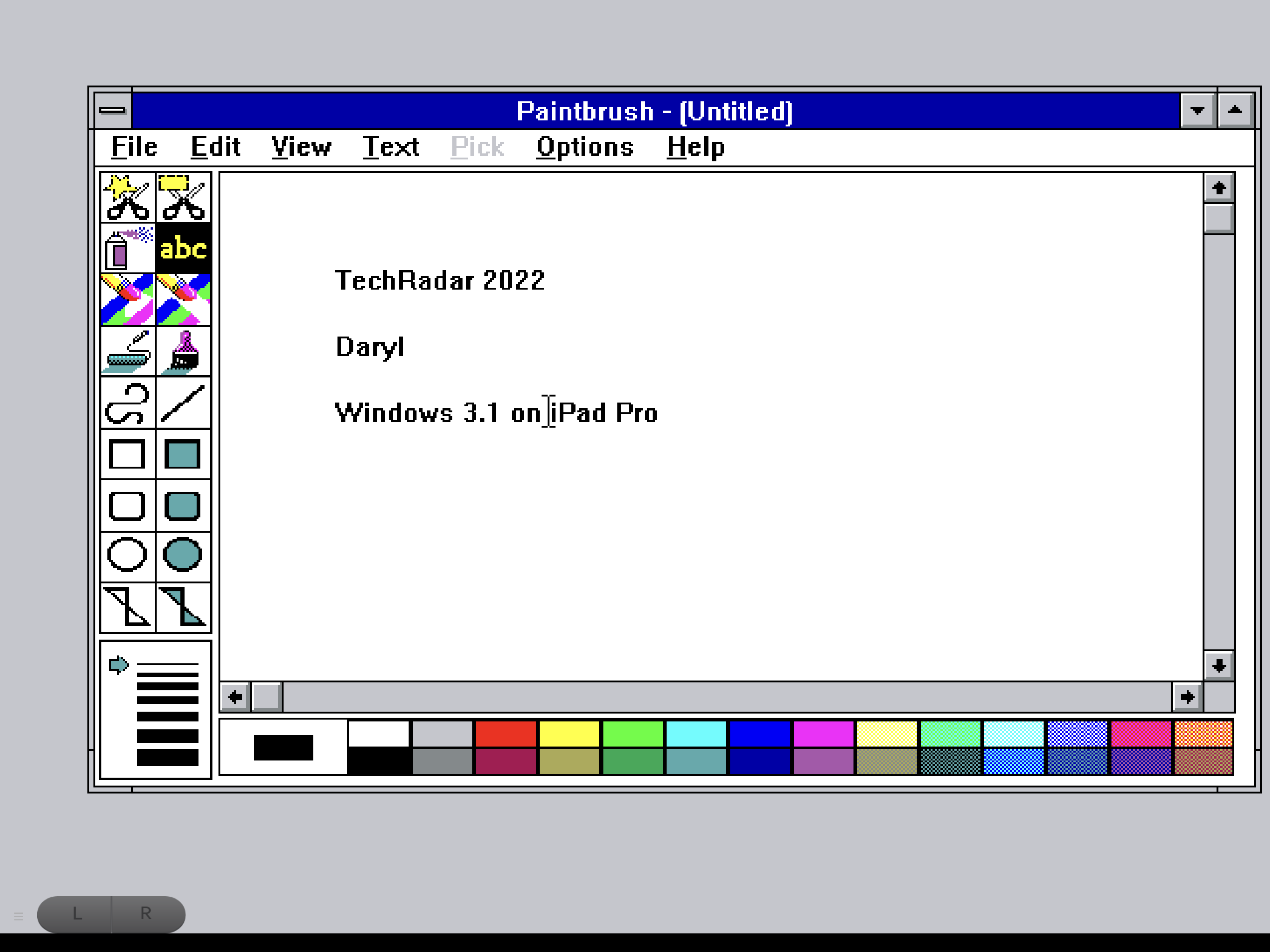 Windows 3.1 running on iPad Pro, using PaintBrush