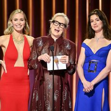 Emily Blunt, Meryl Streep and Anne Hathaway onstage at the 2024 SAG awards