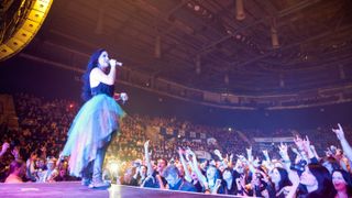 Amy Lee of Evanescence performs during the opening night of the band UK tour on stage at Nottingham Capital FM Arena on November 5, 2012