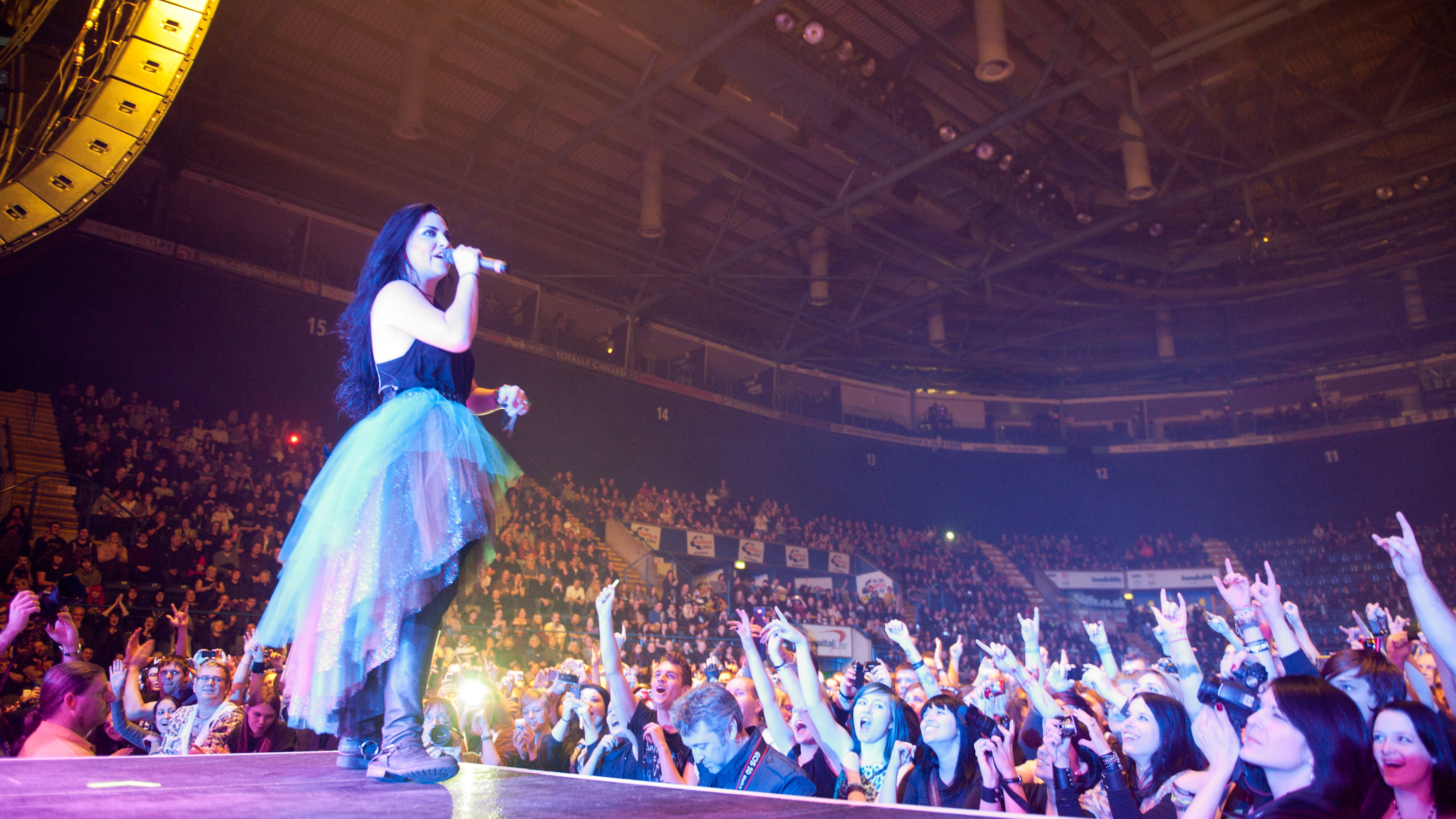 Amy Lee of Evanescence performs during the opening night of the band UK tour on stage at Nottingham Capital FM Arena on November 5, 2012