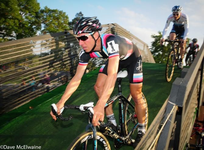 Jeremy Powers (Rapha Focus) riding in fifth position on lap one