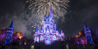 Cinderella's Castle during fireworks at Magic Kingdom Walt Disney World
