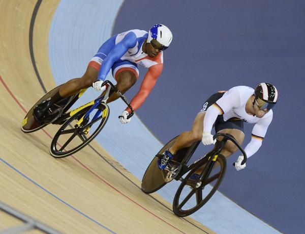 All that power in Robert Forstemann's legs wasn't enough to defeat rival Gregory Bauge (France) in the sprint 1/4 finals.