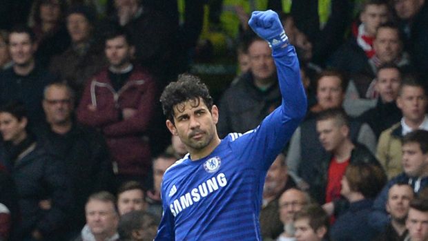 Diego Costa celebrates after scoring the opening goal