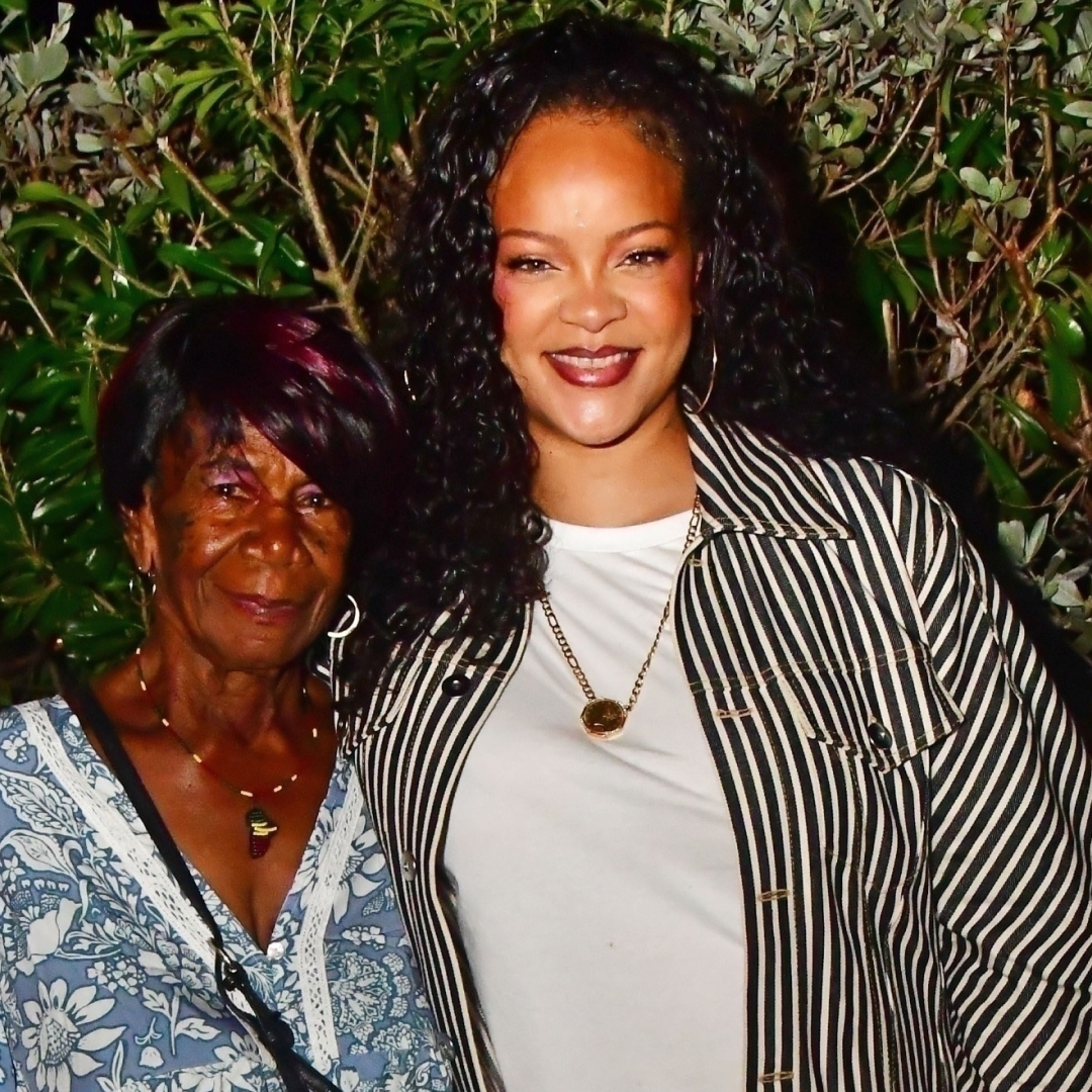 Rihanna was spotted in Barbados wearing Miu Miu snakeskin sneakers and a rare Longchamp Le Pilage bag