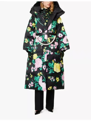 Max&co. X Richard Quinn Detachable-Hood Floral-Print Regular-Fit Shell Coat