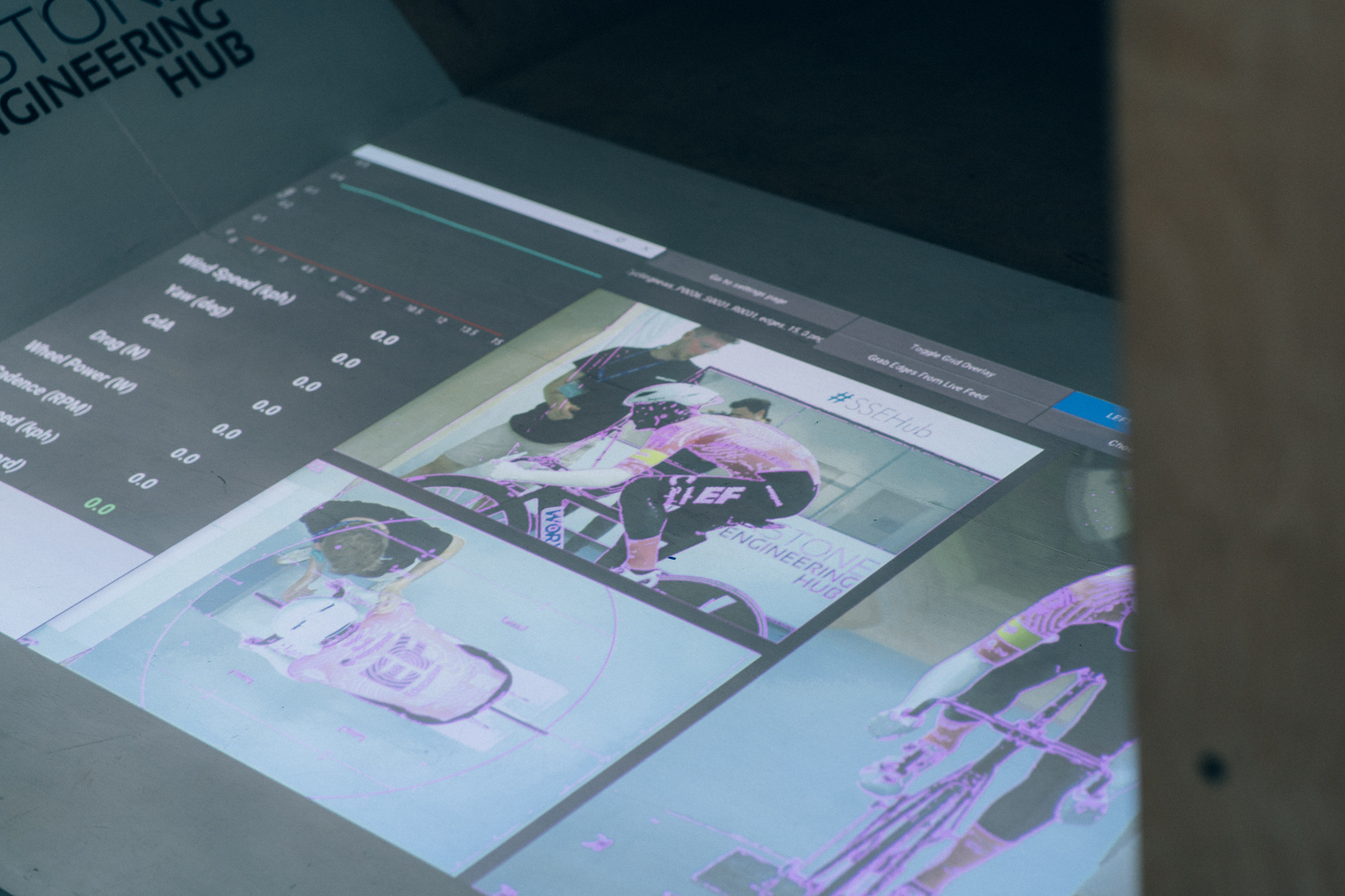 The three 'edge' images cast onto the floor, letting us set each helmet in the same position