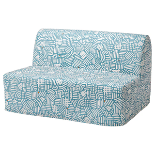 patterned blue and white sleeper sofa