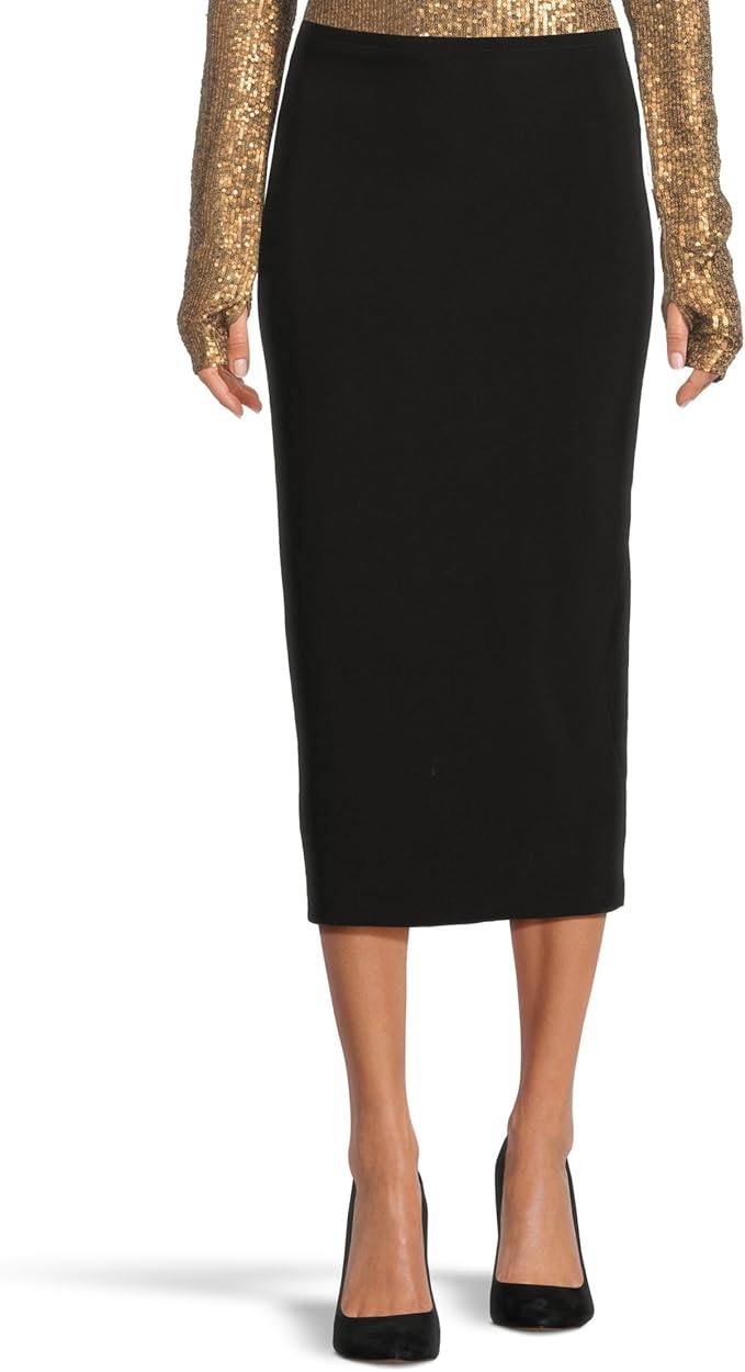Norma Kamali, Norma Kamali Women&#039;s Straight Skirt to Midcalf, Black