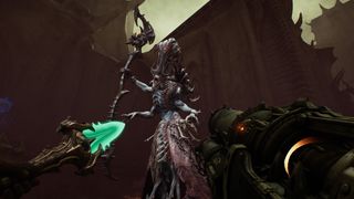 Doom the dark ages revelation screenshot showing a monster enemy with weapons aimed at it