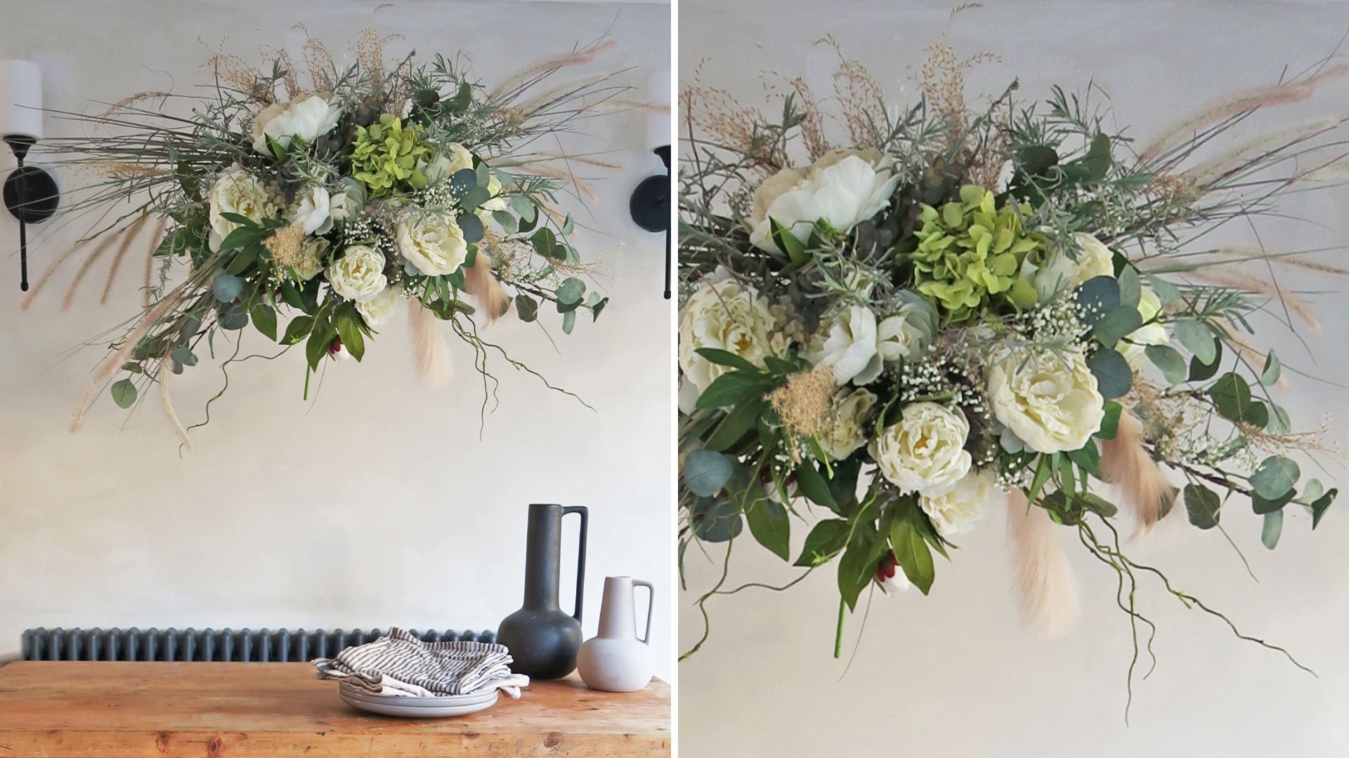 flower cloud on the dining room wall to show a creative Valentine's day decorations