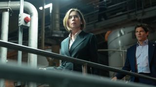 Sinatra walking around unfinished bunker in Paradise Season 2 Episode 7