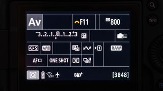 Camera settings showing aperture priority mode with the aperture set to f/11 and the ISO set to 800