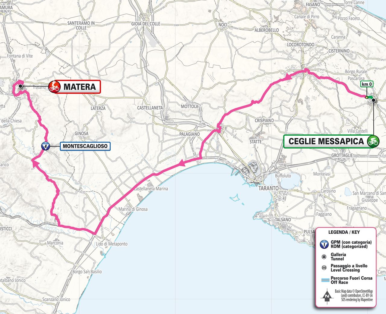 Stage 5 map for the 2025 Giro d'Italia
