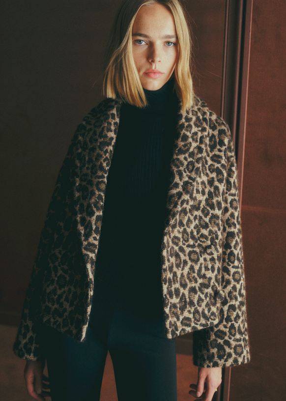 Ambre Coat - Leopard Jacquard - Acrylic - Sézane